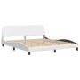 Estructura de cama cabecero cuero sintético blanco 180x200 cm de , Camas y somieres - Ref: Foro24-3208017, Precio: 263,86 €, ...