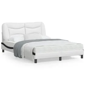 Estructura cama cabecero cuero sintético blanco negro 140x200cm de , Camas y somieres - Ref: Foro24-3208008, Precio: 231,61 €...