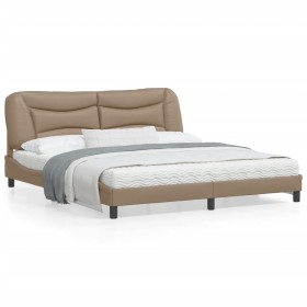 Estructura de cama cabecero cuero sintético capuchino 180x200cm de , Camas y somieres - Ref: Foro24-3208020, Precio: 240,89 €...