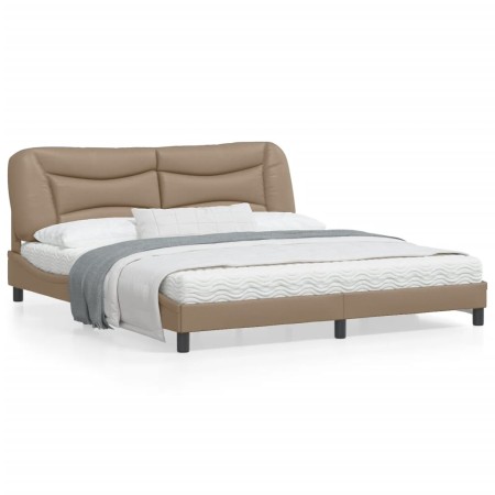 Estructura de cama cabecero cuero sintético capuchino 180x200cm de , Camas y somieres - Ref: Foro24-3208020, Precio: 240,89 €...