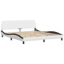 Estructura de cama con cabecero cuero sintético blanco y negro de , Camas y somieres - Ref: Foro24-3208022, Precio: 265,78 €,...