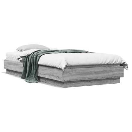 Estructura de cama con luces LED gris Sonoma 100x200 cm de , Camas y somieres - Ref: Foro24-839509, Precio: 106,43 €, Descuen...