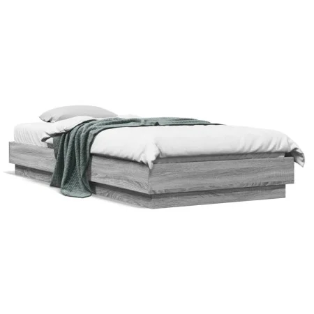 Estructura de cama con luces LED gris Sonoma 100x200 cm de , Camas y somieres - Ref: Foro24-839509, Precio: 105,11 €, Descuen...