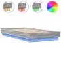 Estructura de cama con luces LED gris Sonoma 100x200 cm de , Camas y somieres - Ref: Foro24-839509, Precio: 105,11 €, Descuen...