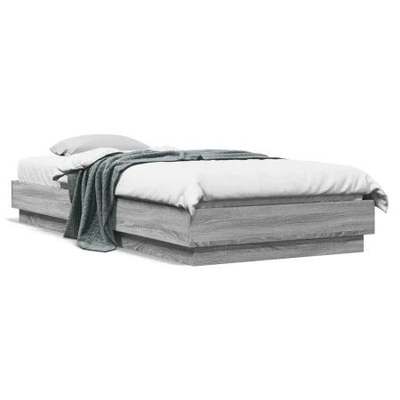 Estructura de cama con luces LED gris Sonoma 90x200 cm de , Camas y somieres - Ref: Foro24-839516, Precio: 106,04 €, Descuent...