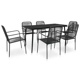 Garden dining set 7 pieces cotton rope and black steel by vidaXL, Garden sets - Ref: Foro24-48570, Price: 396,14 €, Discount: %