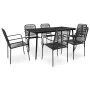 Set de comedor de jardín 7 pzas cuerda de algodón y acero negro de vidaXL, Conjuntos de jardín - Ref: Foro24-48570, Precio: 3...