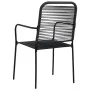 Set de comedor de jardín 7 pzas cuerda de algodón y acero negro de vidaXL, Conjuntos de jardín - Ref: Foro24-48570, Precio: 3...