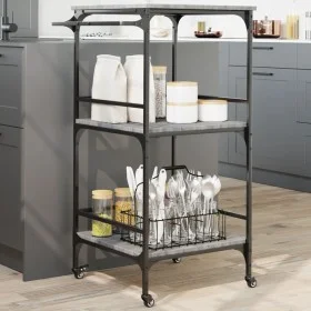 Sonoma gray engineered wood kitchen cart 60.5x50x105 cm by , Kitchen and dining carts - Ref: Foro24-842339, Price: 62,75 €, D...