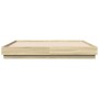 Estructura de cama con luces LED roble Sonoma 180x200 cm de , Camas y somieres - Ref: Foro24-3209774, Precio: 154,29 €, Descu...