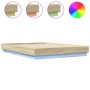 Estructura de cama con luces LED roble Sonoma 160x200 cm de , Camas y somieres - Ref: Foro24-3209781, Precio: 150,31 €, Descu...