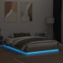 Estructura de cama con luces LED roble Sonoma 160x200 cm de , Camas y somieres - Ref: Foro24-3209781, Precio: 150,31 €, Descu...