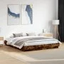 Bettgestell mit LED-Leuchten, geräucherte Eiche, 180 x 200 cm von , Betten und Lattenroste - Ref: Foro24-3209776, Preis: 185,...