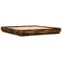 Estructura de cama con luces LED roble ahumado 180x200 cm de , Camas y somieres - Ref: Foro24-3209776, Precio: 185,38 €, Desc...
