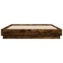 Bed frame with LED lights smoked oak 140x200 cm by , Beds and slatted bases - Ref: Foro24-3209797, Price: 174,17 €, Discount: %
