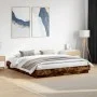 Bed frame with LED lights smoked oak 200x200 cm by , Beds and slatted bases - Ref: Foro24-3209769, Price: 155,91 €, Discount: %