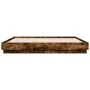 Bed frame with LED lights smoked oak 200x200 cm by , Beds and slatted bases - Ref: Foro24-3209769, Price: 155,91 €, Discount: %