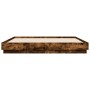 Estructura de cama con luces LED roble ahumado 200x200 cm de , Camas y somieres - Ref: Foro24-3209769, Precio: 157,83 €, Desc...