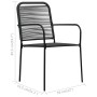Sillas de jardín 2 unidades cuerda de algodón y acero negro de vidaXL, Sillas de jardín - Ref: Foro24-48568, Precio: 91,71 €,...