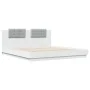 Bed frame with headboard and white LED lights 200x200 cm by , Beds and slatted bases - Ref: Foro24-3209982, Price: 286,84 €, ...
