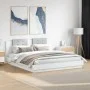 Bed frame with headboard and white LED lights 200x200 cm by , Beds and slatted bases - Ref: Foro24-3209982, Price: 286,84 €, ...
