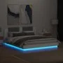 Bed frame with headboard and white LED lights 200x200 cm by , Beds and slatted bases - Ref: Foro24-3209982, Price: 286,84 €, ...