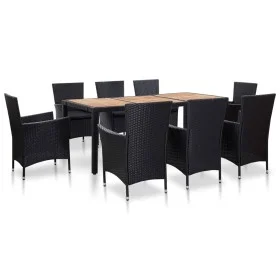 Set comedor de jardín 9 piezas y cojines ratán sintético negro de vidaXL, Conjuntos de jardín - Ref: Foro24-46023, Precio: 75...