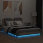 Estructura de cama cabecero luces LED roble Sonoma 140x200 cm de , Camas y somieres - Ref: Foro24-3210012, Precio: 190,60 €, ...