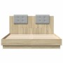 Estructura de cama cabecero luces LED roble Sonoma 140x200 cm de , Camas y somieres - Ref: Foro24-3210012, Precio: 190,60 €, ...