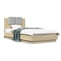 Estructura de cama cabecero luces LED roble Sonoma 90x200 cm de , Camas y somieres - Ref: Foro24-3210033, Precio: 165,19 €, D...