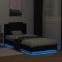 Estructura de cama con cabecero y luces LED negro 100x200 cm de , Camas y somieres - Ref: Foro24-3210025, Precio: 178,81 €, D...