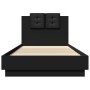 Estructura de cama con cabecero y luces LED negro 100x200 cm de , Camas y somieres - Ref: Foro24-3210025, Precio: 178,81 €, D...