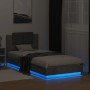 Estructura de cama cabecero luces LED gris hormigón 100x200 cm de , Camas y somieres - Ref: Foro24-3210027, Precio: 172,27 €,...