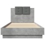 Estructura de cama cabecero luces LED gris hormigón 100x200 cm de , Camas y somieres - Ref: Foro24-3210027, Precio: 172,27 €,...