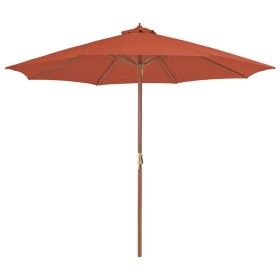 Sombrilla de jardín con palo de madera 300 cm terracota de vidaXL, Sombrillas - Ref: Foro24-44498, Precio: 106,86 €, Descuent...