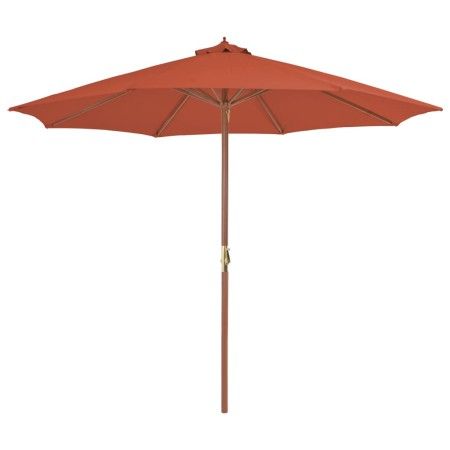 Sombrilla de jardín con palo de madera 300 cm terracota de vidaXL, Sombrillas - Ref: Foro24-44498, Precio: 106,86 €, Descuent...