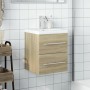 Mueble de baño con lavabo integrado roble Sonoma de , Tocadores de baño - Ref: Foro24-3278758, Precio: 162,22 €, Descuento: %
