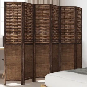 Biombo separador de 6 paneles madera paulownia marrón oscuro de , Divisores de ambientes - Ref: Foro24-358714, Precio: 146,79...