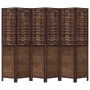 Biombo separador de 6 paneles madera paulownia marrón oscuro de , Divisores de ambientes - Ref: Foro24-358714, Precio: 145,71...