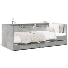 Tumbona con cajones madera ingeniería gris hormigón 100x200 cm de , Camas y somieres - Ref: Foro24-3280842, Precio: 206,58 €,...