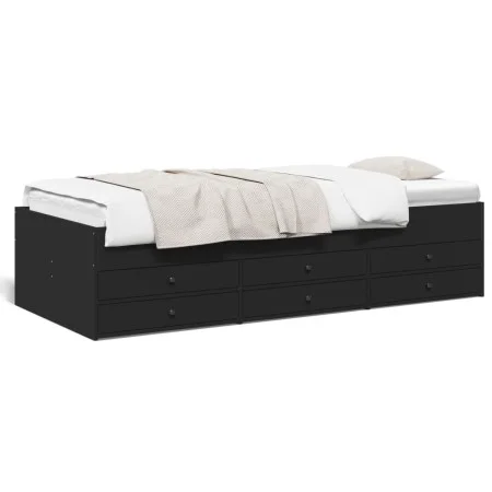 Tumbona con cajones madera de ingeniería negro 75x190 cm de , Camas y somieres - Ref: Foro24-3280889, Precio: 166,39 €, Descu...