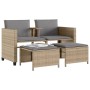 Sofá de jardín 2 plazas con mesa y taburetes ratán PE beige de , Conjuntos de jardín - Ref: Foro24-368419, Precio: 224,55 €, ...