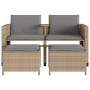 Sofá de jardín 2 plazas con mesa y taburetes ratán PE beige de , Conjuntos de jardín - Ref: Foro24-368419, Precio: 224,55 €, ...