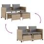 Sofá de jardín 2 plazas con mesa y taburetes ratán PE beige de , Conjuntos de jardín - Ref: Foro24-368419, Precio: 224,55 €, ...
