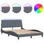 Estructura de cama luces LED terciopelo gris oscuro 140x190 cm de , Camas y somieres - Ref: Foro24-3213776, Precio: 198,90 €,...
