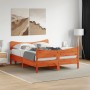 Estructura cama con cabecero madera pino marrón cera 160x200 cm de , Camas y somieres - Ref: Foro24-3216377, Precio: 247,66 €...
