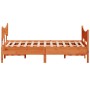 Estructura cama con cabecero madera pino marrón cera 160x200 cm de , Camas y somieres - Ref: Foro24-3216377, Precio: 247,66 €...