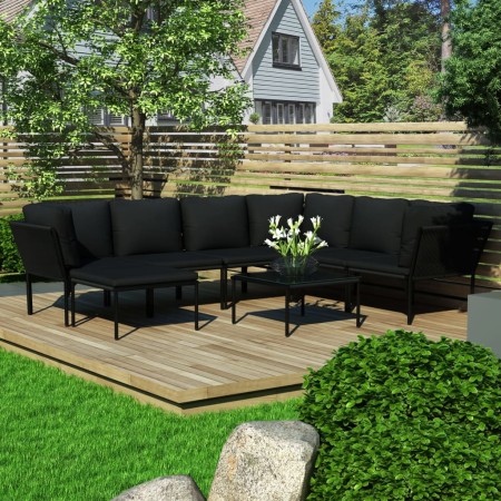 Juego de muebles de jardín 8 piezas con cojines PVC negro de vidaXL, Conjuntos de jardín - Ref: Foro24-48592, Precio: 751,11 ...