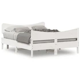 Estructura de cama con cabecero madera pino blanco 140x200 cm de , Camas y somieres - Ref: Foro24-3216382, Precio: 213,95 €, ...