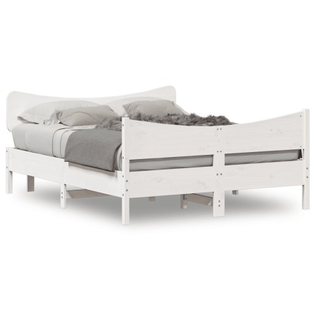 Estructura de cama con cabecero madera pino blanco 140x200 cm de , Camas y somieres - Ref: Foro24-3216382, Precio: 216,69 €, ...